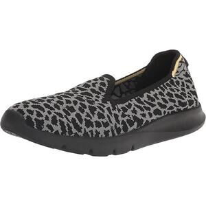 Spenco Womens 10 D Wide Black Giraffe Print Stretch Shoe Slip-On Comfort Casual
